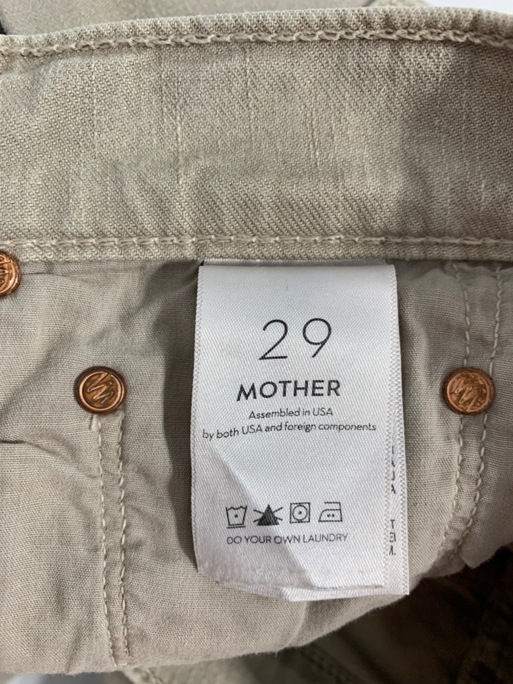 MOTHER The Insider Ankle Fray Chalk It Up Jeans Women's Size 29 Chalk Oxford Tan - Picture 11 of 16